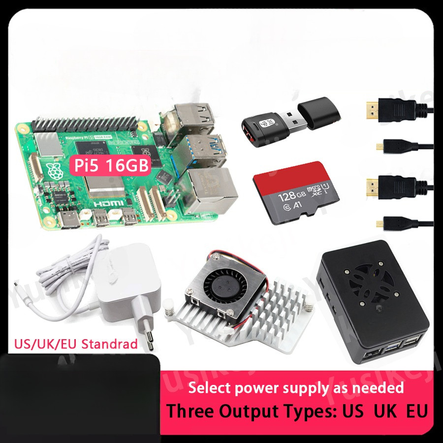 Original Raspberry Pi 5 16GB Board and raspberry Pi 5 16GB KIT(PI5 16GB+Case+Fan+Power Supply+HDMI C
