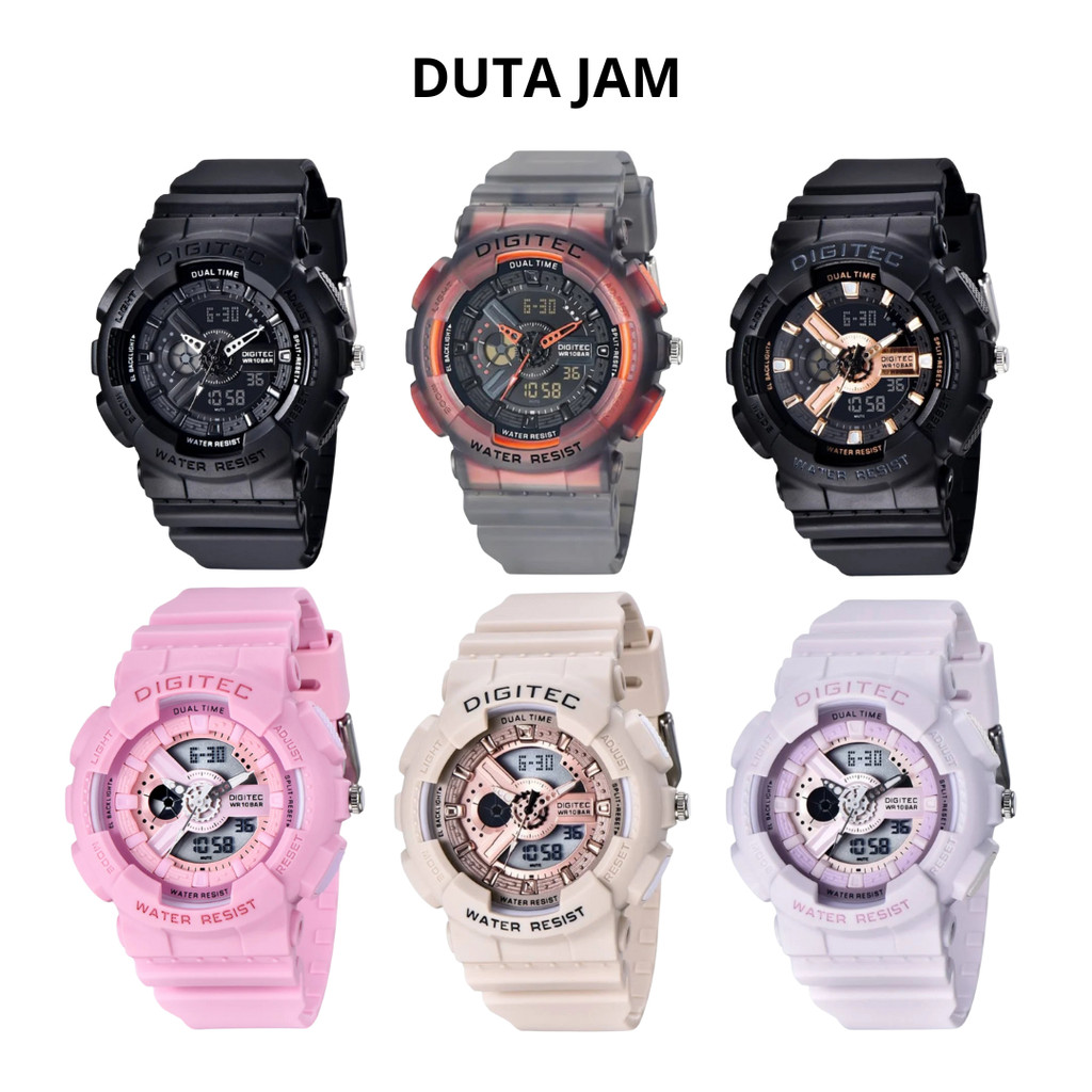 JAM TANGAN UNISEX DIGITEC DA4020 DA 4020 ANALOG DIGITAL RESIN/ RUBBER/ KARET STRAP