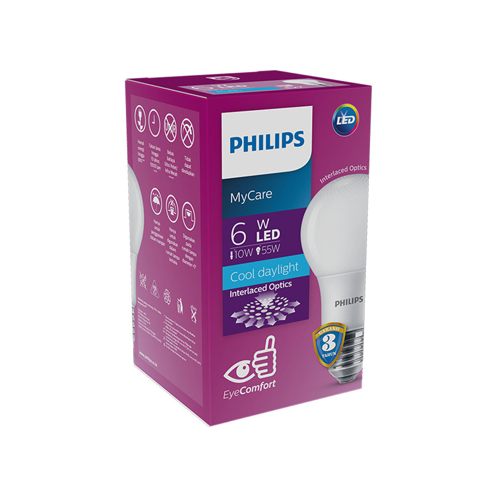 PHILIPS LAMPU LED COOL DAYLIGHT E27  6 WATT