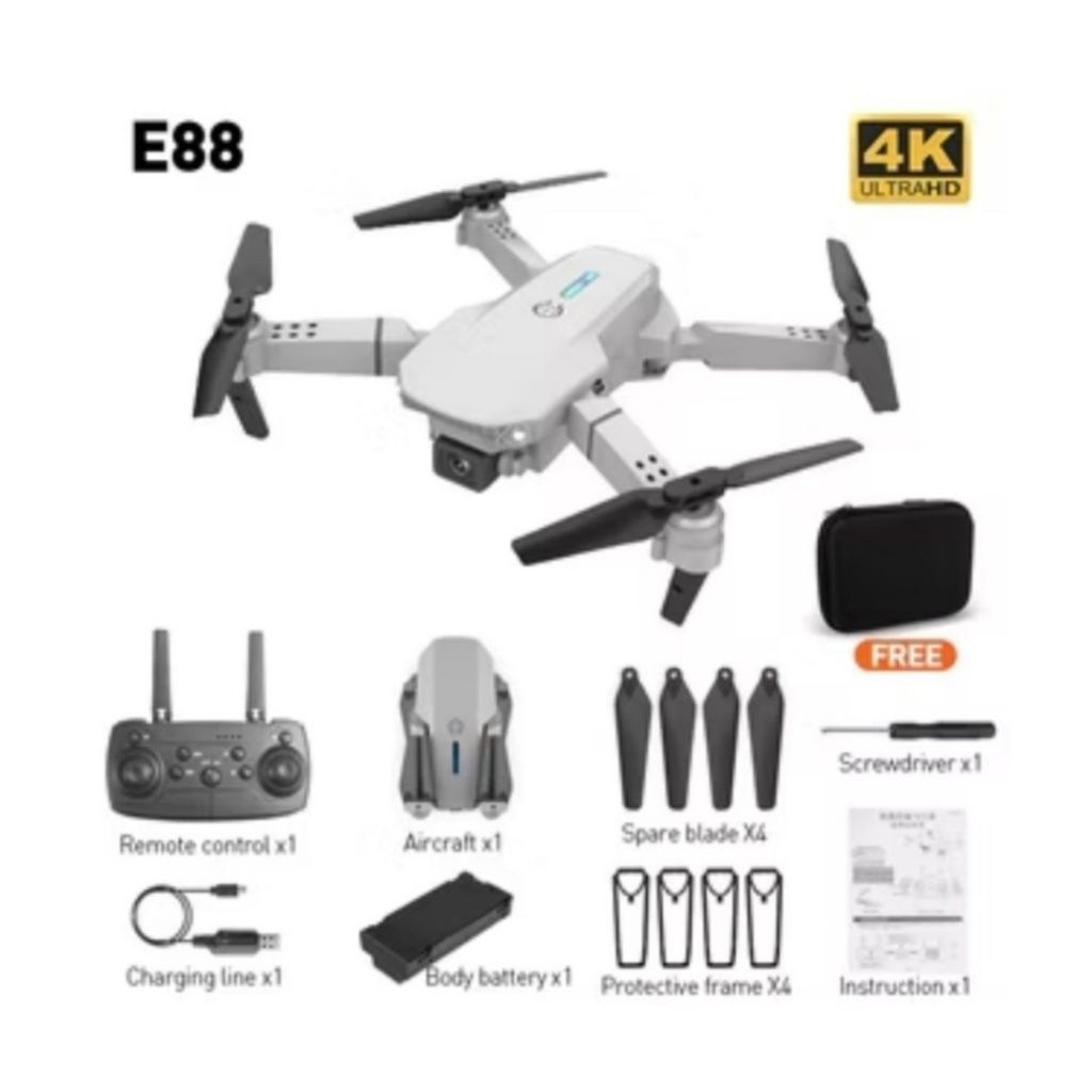 DRONE E88 E99 LIPAT FOLDABLE QUADCOPTER CAMERA HD 4K WIFI FPV DUAL CAMERA DRONE MINI HELIKOPTER MAIN