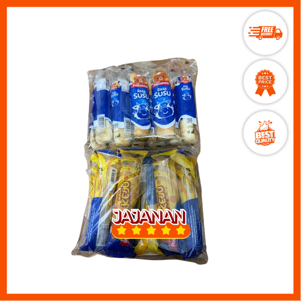 Roti Papabear Rasa Keju/Susu Enak Lembut Sarapan Anak isi 10 pcs x 20gr | Jajanan Snack Grosir Termu