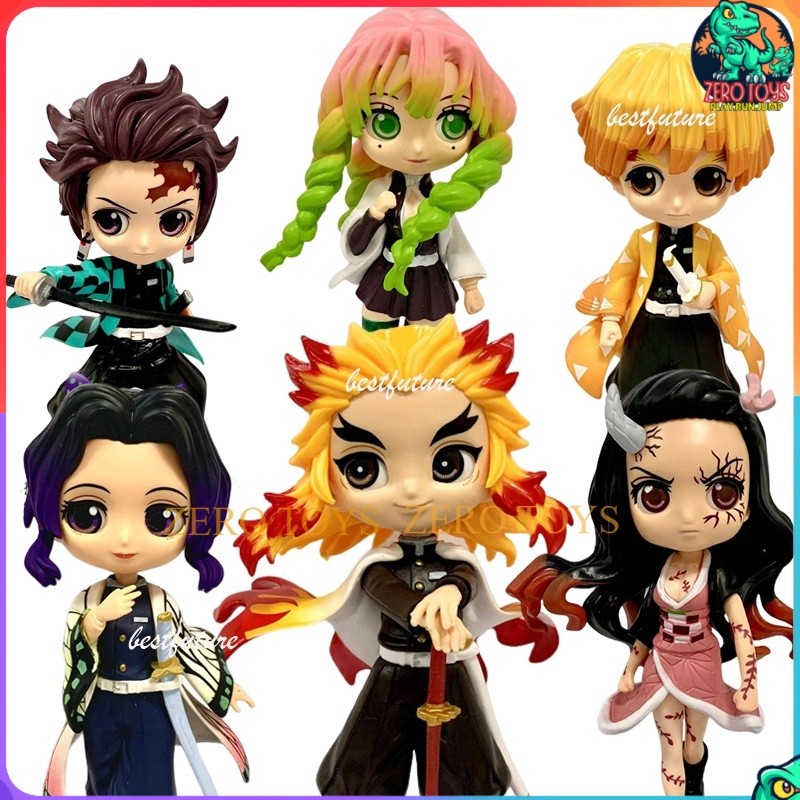 Action Figure Demon Slayer Nezuko Kanroji Mitsuri Zenitsu Rengoku Kyoujurou Qposket Kimetsu no Yaiba