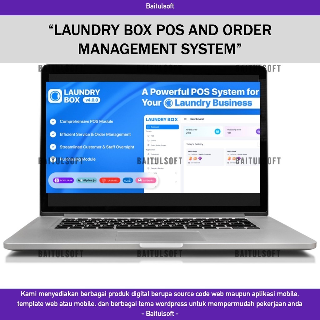 SOURCE CODE APLIKASI WEB LAUNDRY BOX POS AND ORDER MANAGEMENT SYSTEM D293 BAITULSOFT