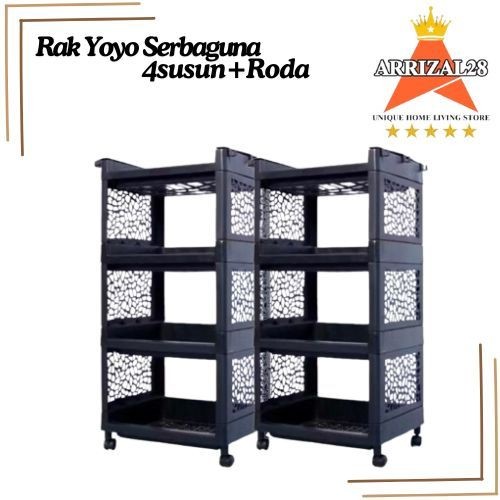 *RAK YOYO APARTEMEN + RODA 4 SUSUN HITAM SERBAGUNA