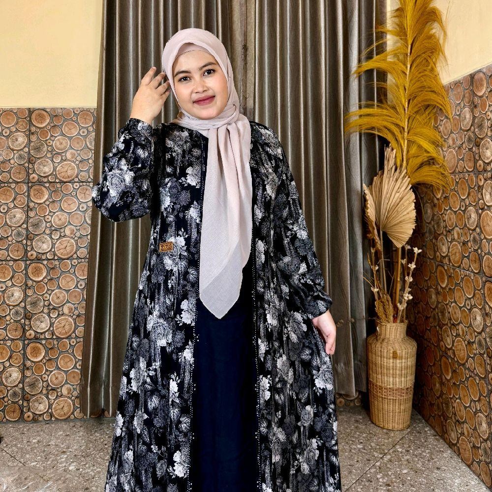 Gamis Amanda Aylana Rayon Motif Bunga Mix Rayon Twill Premium