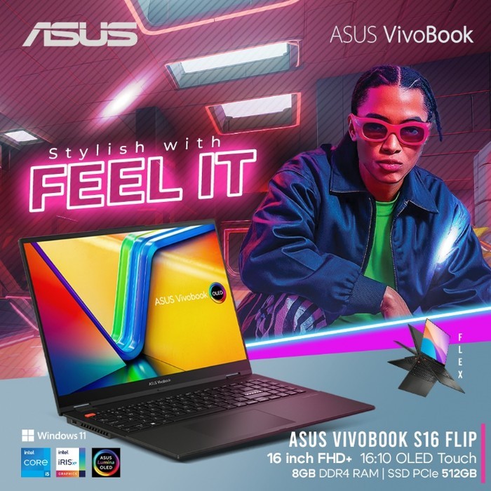 ASUS VIVOBOOK S16 FLIP OLED TP3604VA TOUCH I5 1335 8GB 512GB W11 16.0FHD IPS