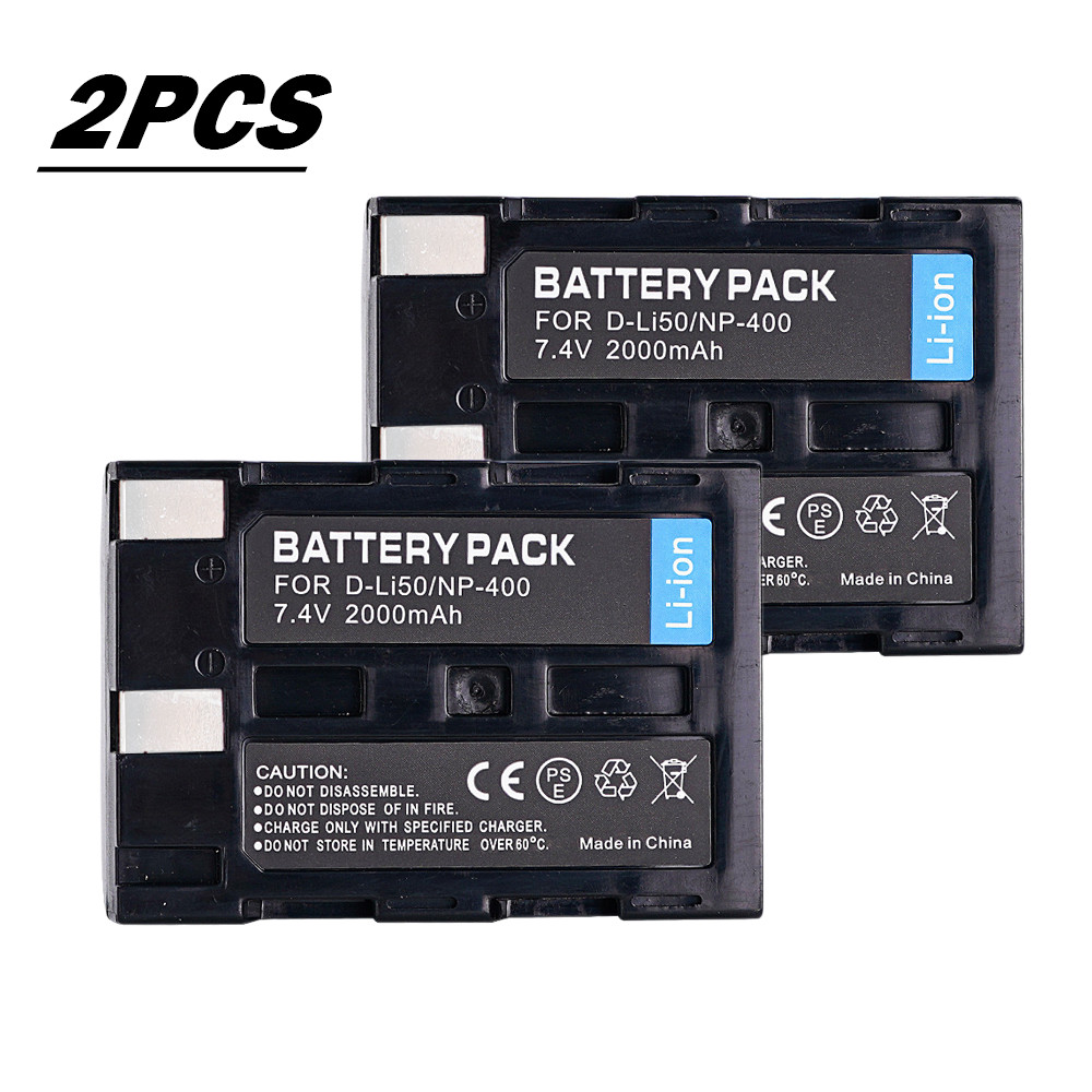 D-Li50 NP-400 2000mAh Camera Rechargeable Battery for Konica Minolta MAGE A1 A2 Pentax K10D K20D Dyn