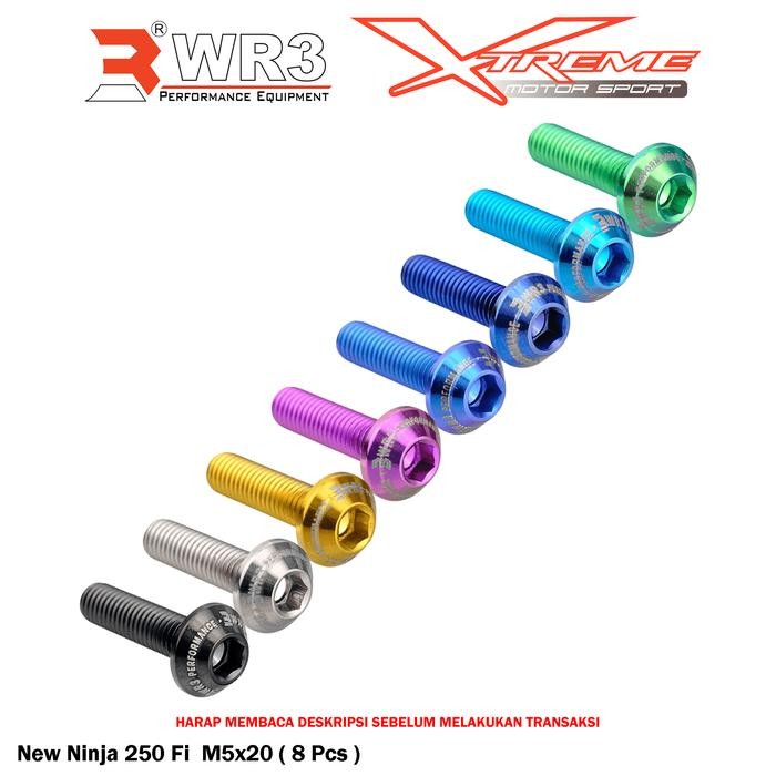 Paketan Baut Titanium WR3 Body Fairing ZX25R Ninja 250 FI Karbu / 150 RR 1000 ZX636 ZX6R ER6 / Xmax 