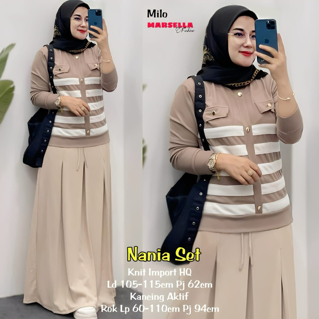 Nania Set  Marsella• Setelan Rok Best Seller Kekinian alya store