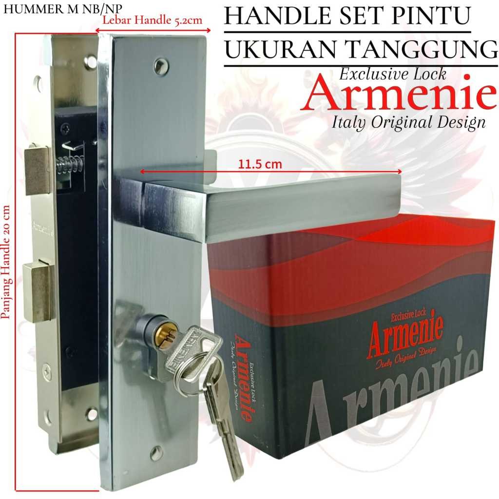 WOLDANSHOP kunci pintu tanggung ARMENIE gagang kotak chrome | handle pintu 1 set | kunci set komplit