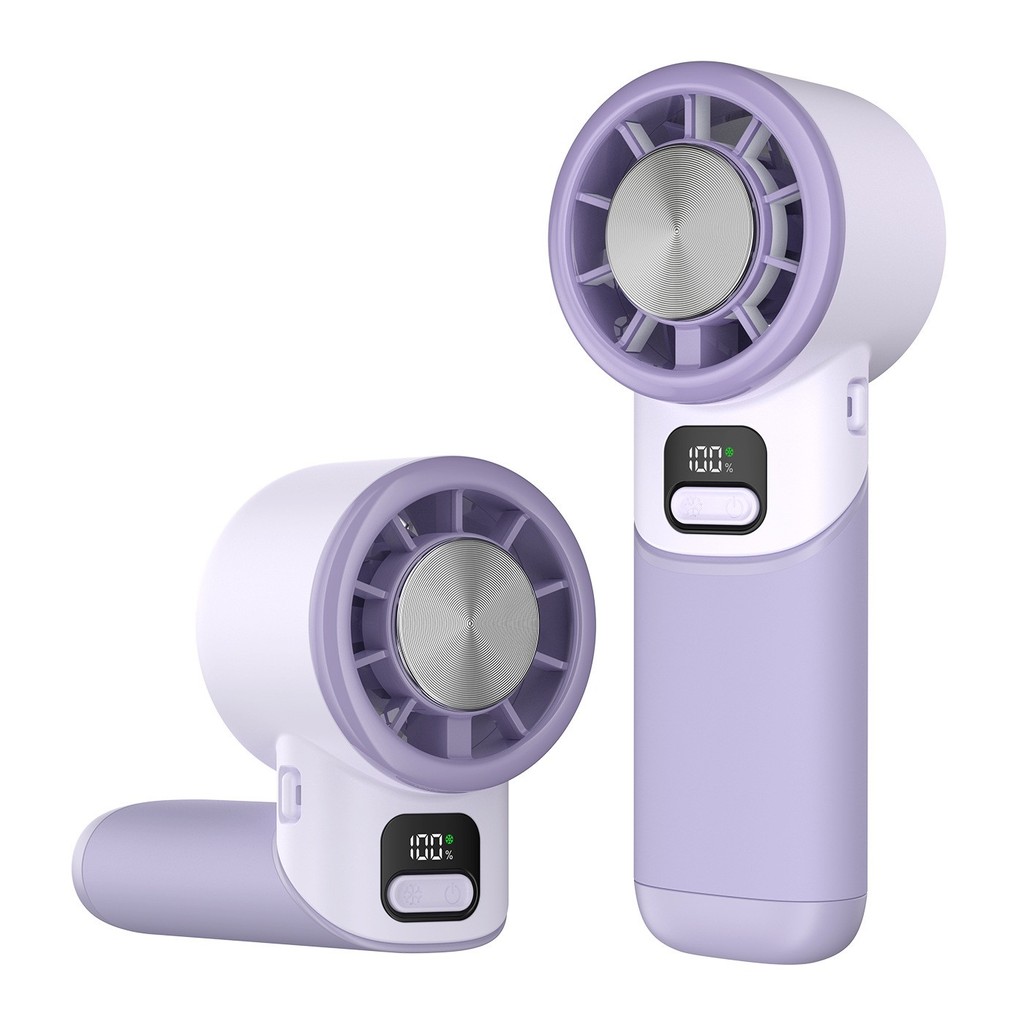 A98C Handheld Fan with Digital Display, 3600mAh Rechargeable, 5-Speed, Foldable Cooling Fan, Iceberg