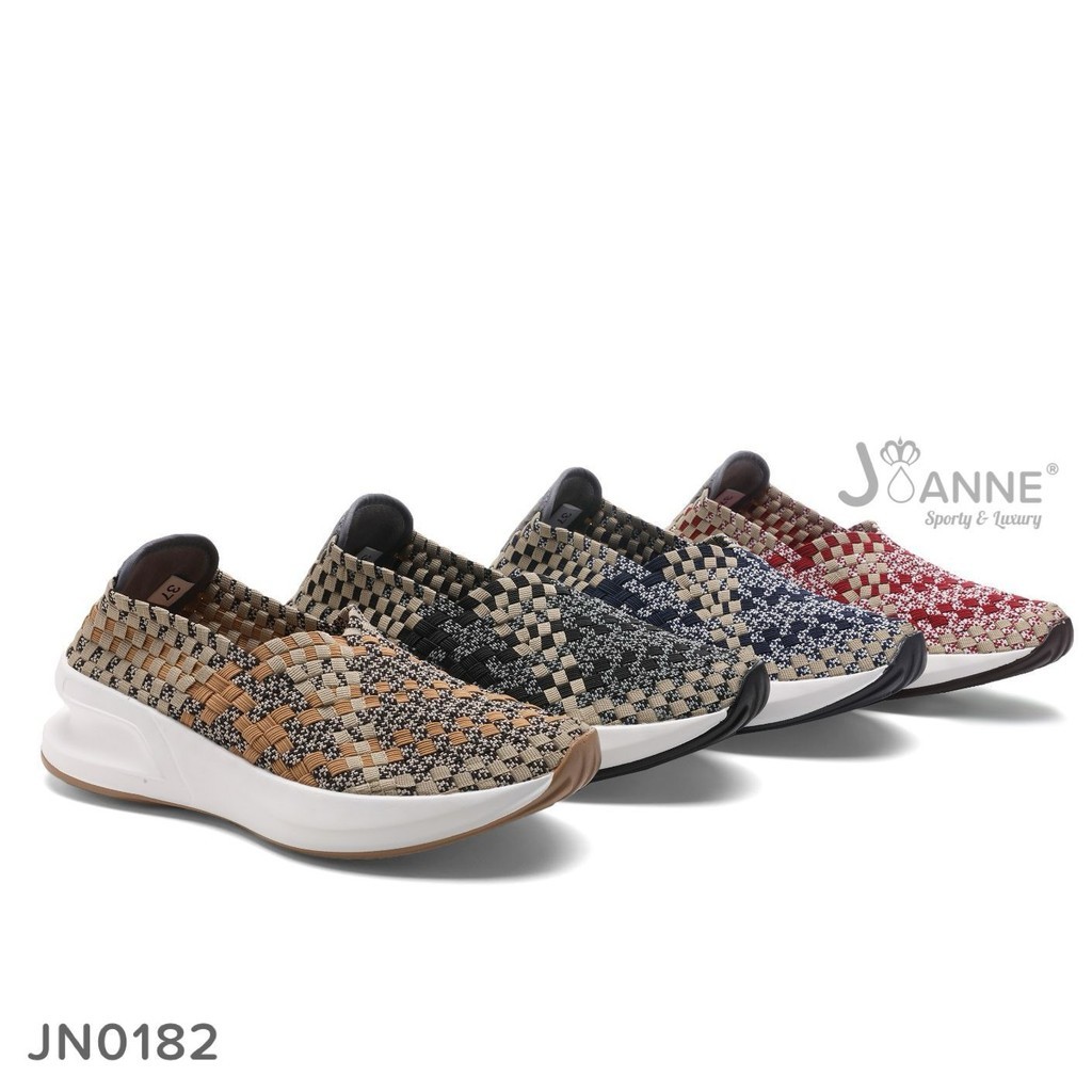 JOANNE JN0182 Sepatu Wedges Wanita Rajut Anyaman Casual