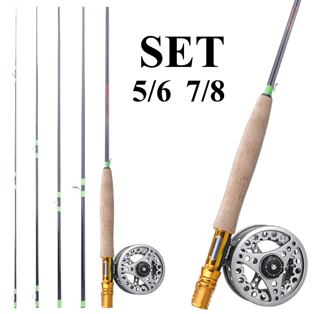 Fly Fishing Rod and Reel Combo Carbon Rod 5/6 Fly Reels Set for Trout Perch Fishing Suitable for Lei