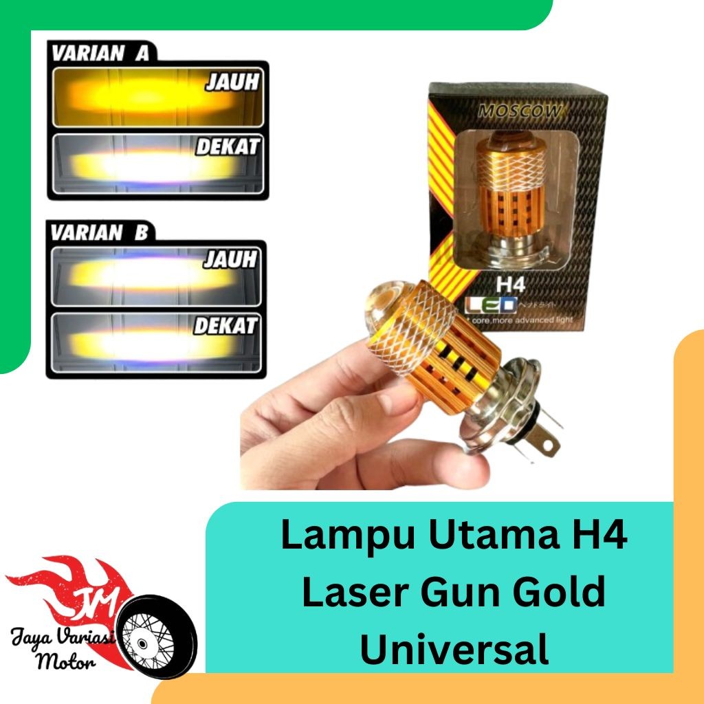Bola Lampu Gold H4 / Bohlam Gold H4 / Lampu Utama Gold H4 / Headlamp LED H4 2 MODE High Low 18W Univ