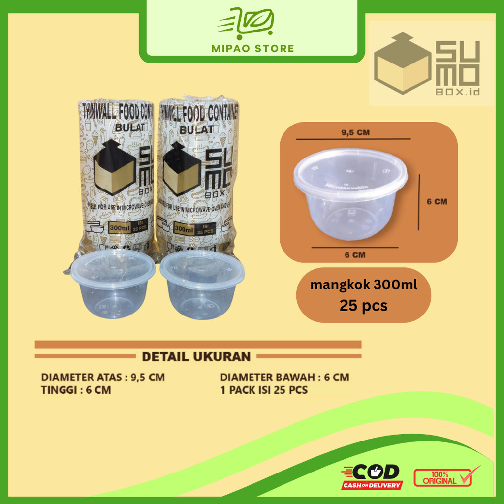 Thinwall BULAT 300 ml + tutup cup puding pudding / mangkok plastik 300 ml