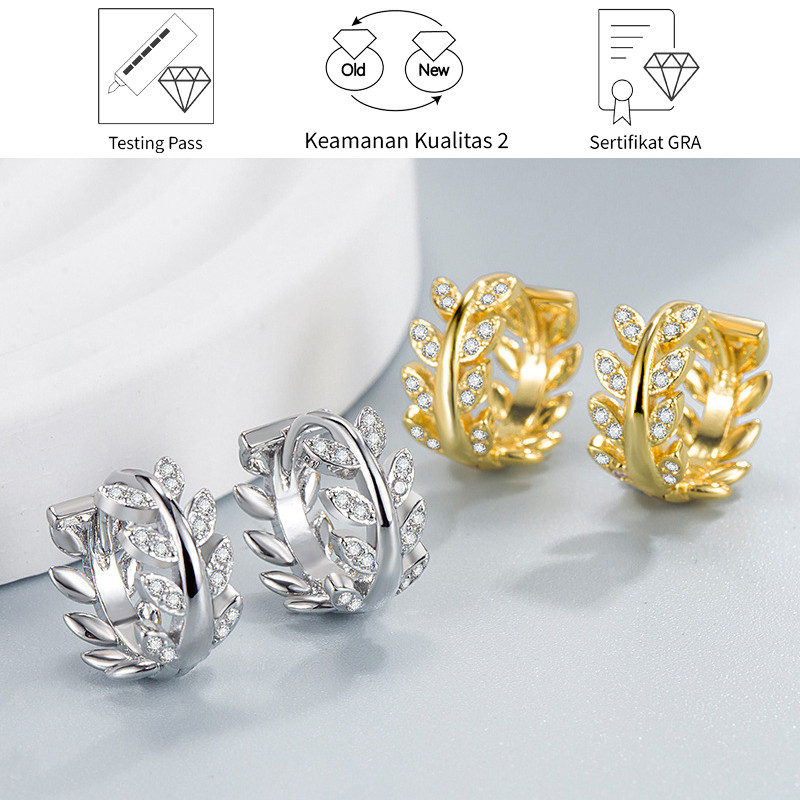 SikRoad 925 Anting Telinga Hipoalergenik Anting Berlian Berkilauan Indah Klip Telinga Bulat Berlapis