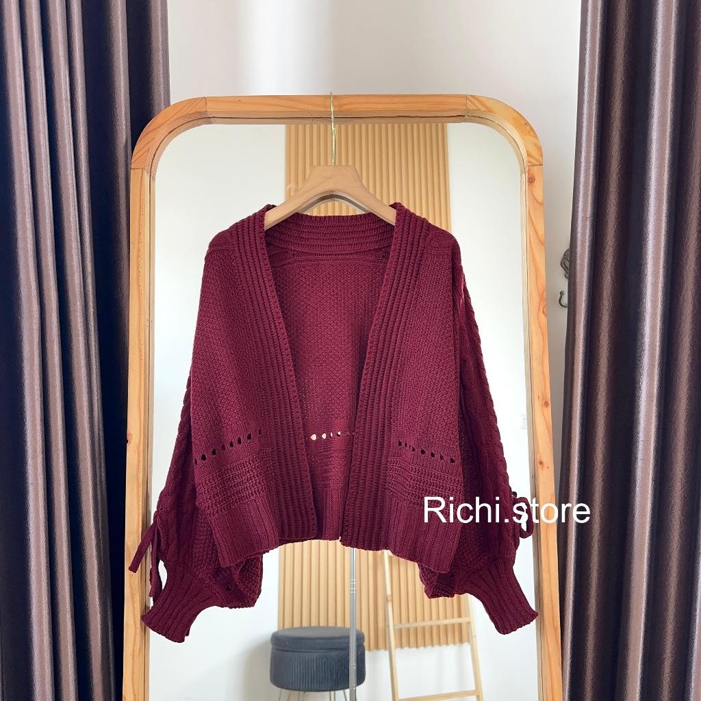 LAPAKSHOP Kalyna Crop Outer Rajut Balero Knitwear Batwing Cardigan Atasan Wanita