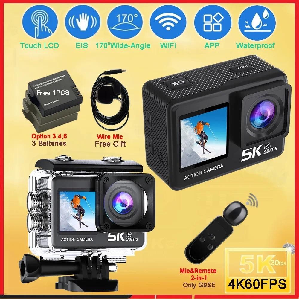 G9S Action Camera 5K30FPS 4K60FPS 50MP 2.0 Touch LCD EIS Dual Screen Wi-Fi 170D DVR Webcam Waterproo