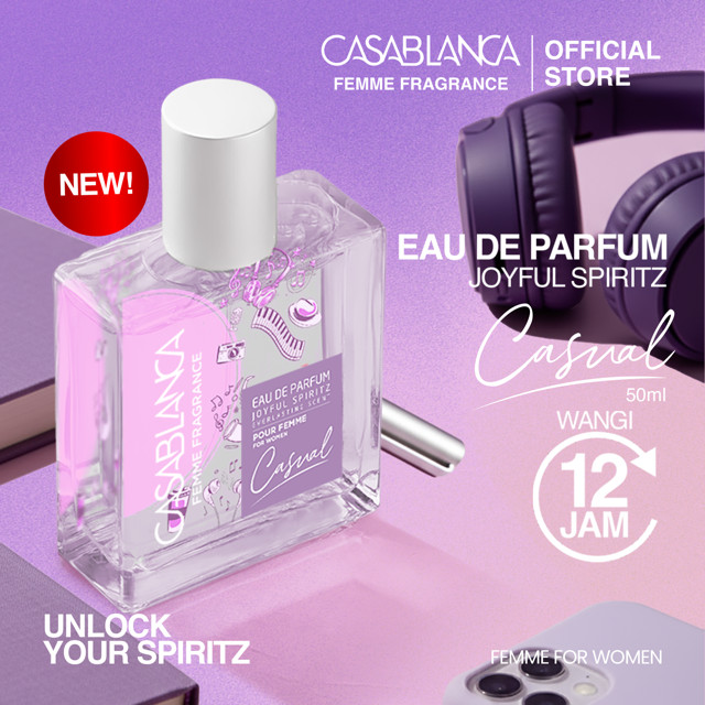 Casablanca Femme Eau De Parfum (EDP) Joyful Spiritz Casual (Violet) – 50ml Parfum Wanita Tahan Lama 