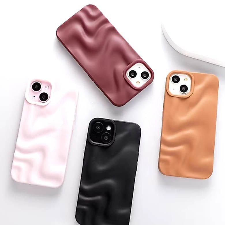 Case For iphone 7 8 7+ 8+ X XR XS 11 12 13 PRO MAX 4D Diagonal Wavy Softcase Silicone Casing Hp IC04