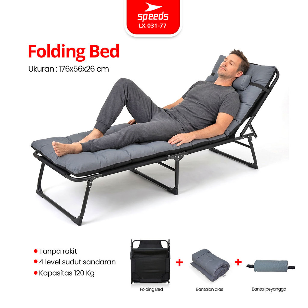 SPEEDS Kursi Lipat Folding Bed Tidur Matras Velbed Kursi Malas Tempat Tidur Lipat Kursi Ranjang 031-
