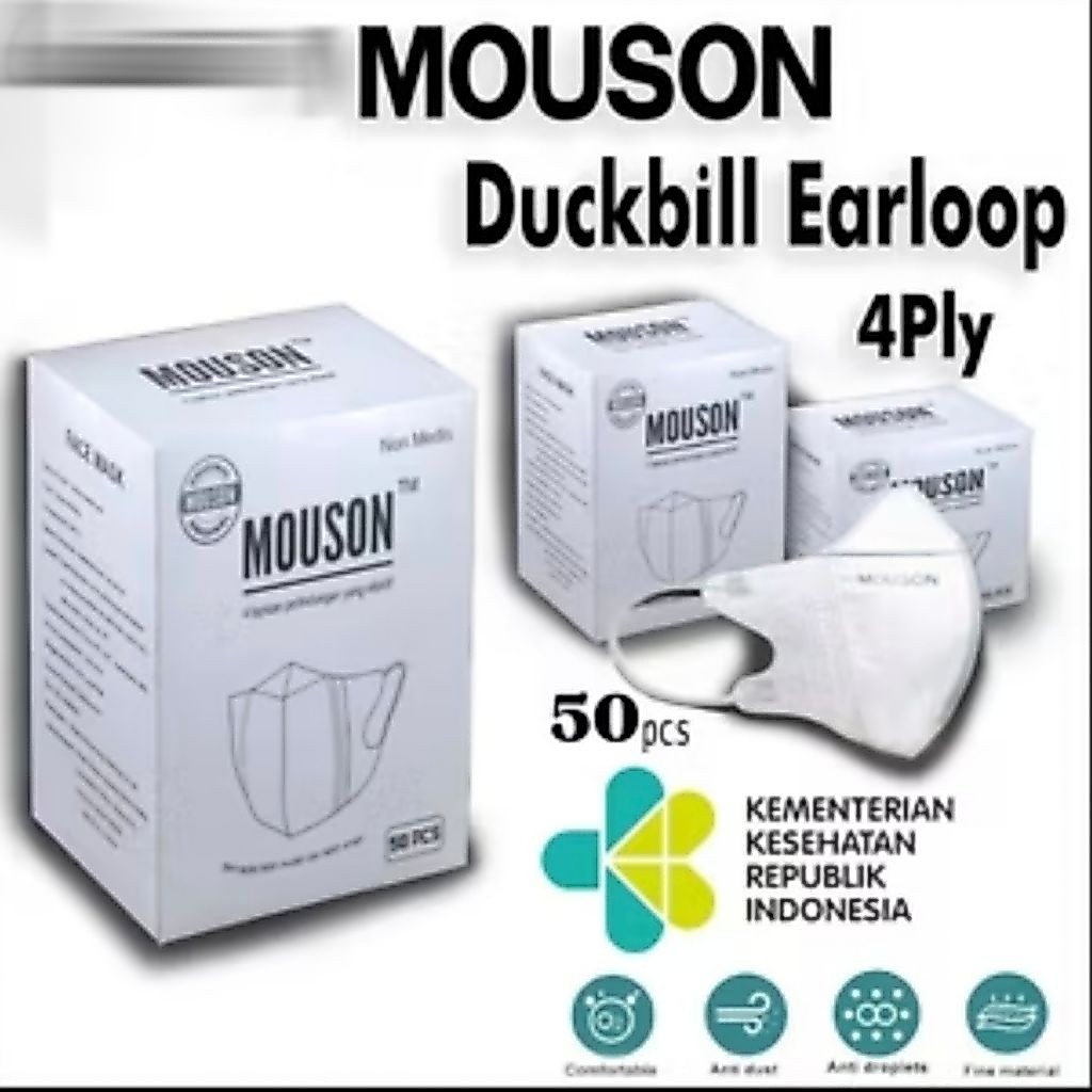 1 BOX ISI 50PCS MASKER MOUSON DUCKBILL MASKER DUCKBILL MOUSON EMBOSS 4PLY  (BISA COD)