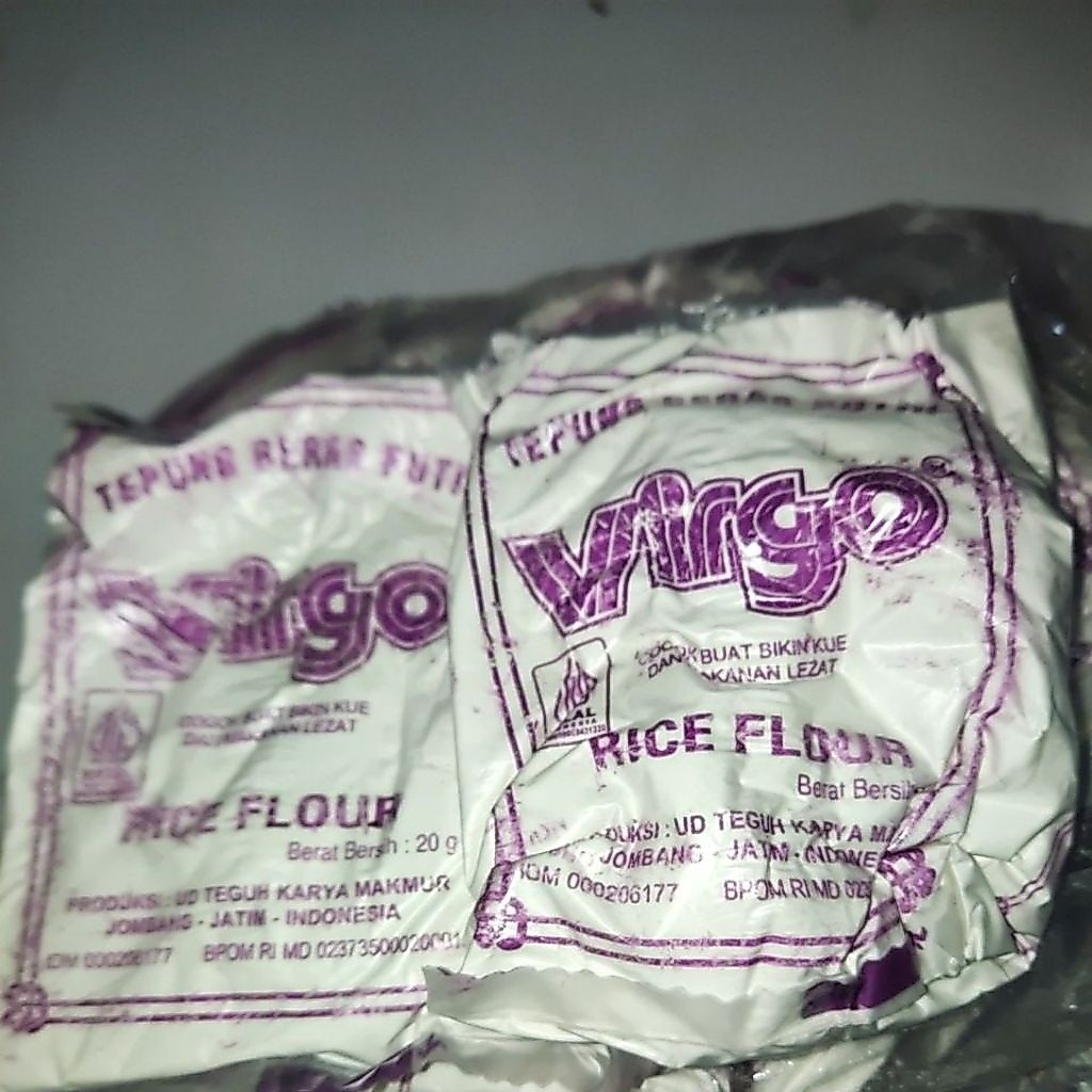 Tepung beras cap virgo 20 gram ( isi 10 biji)
