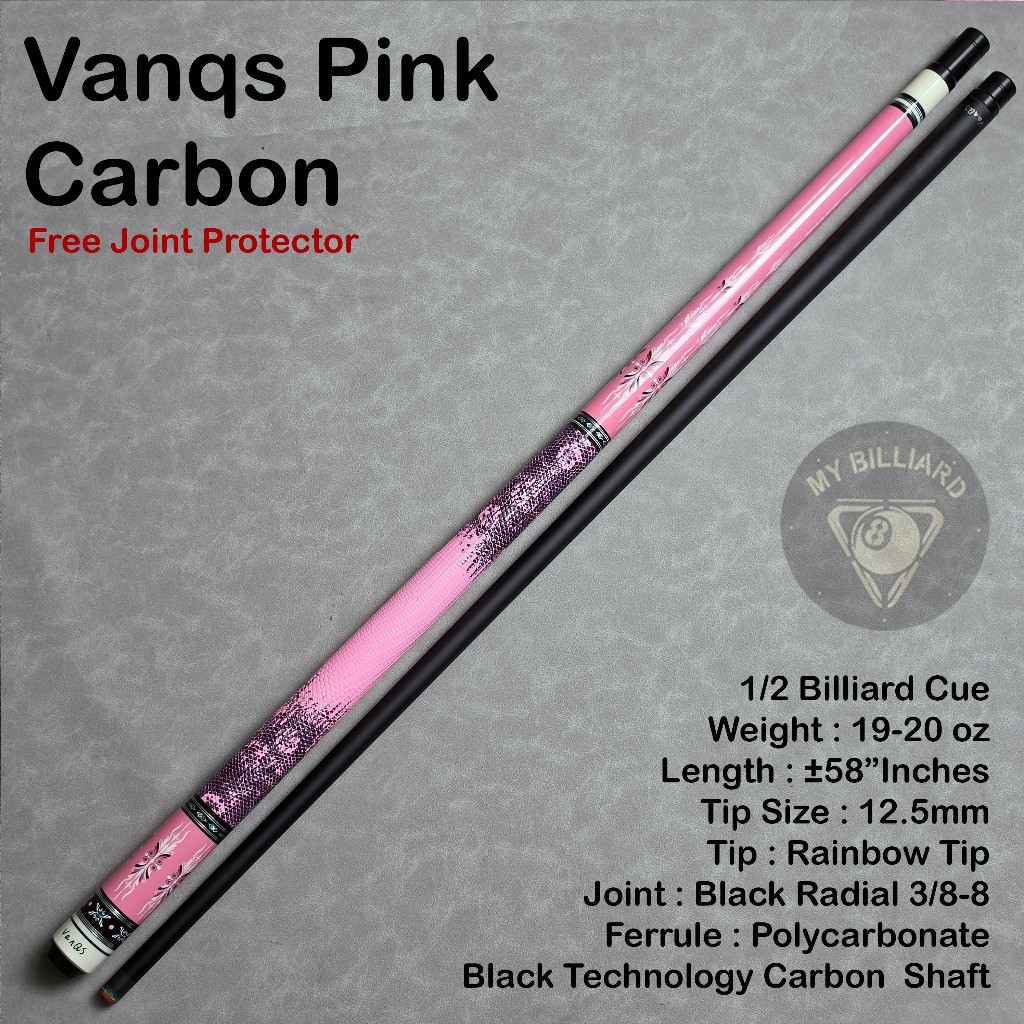 Cue Stick Billiard Carbon Pink Vanqs Cue 12.5mm - Stik Billiar karbon