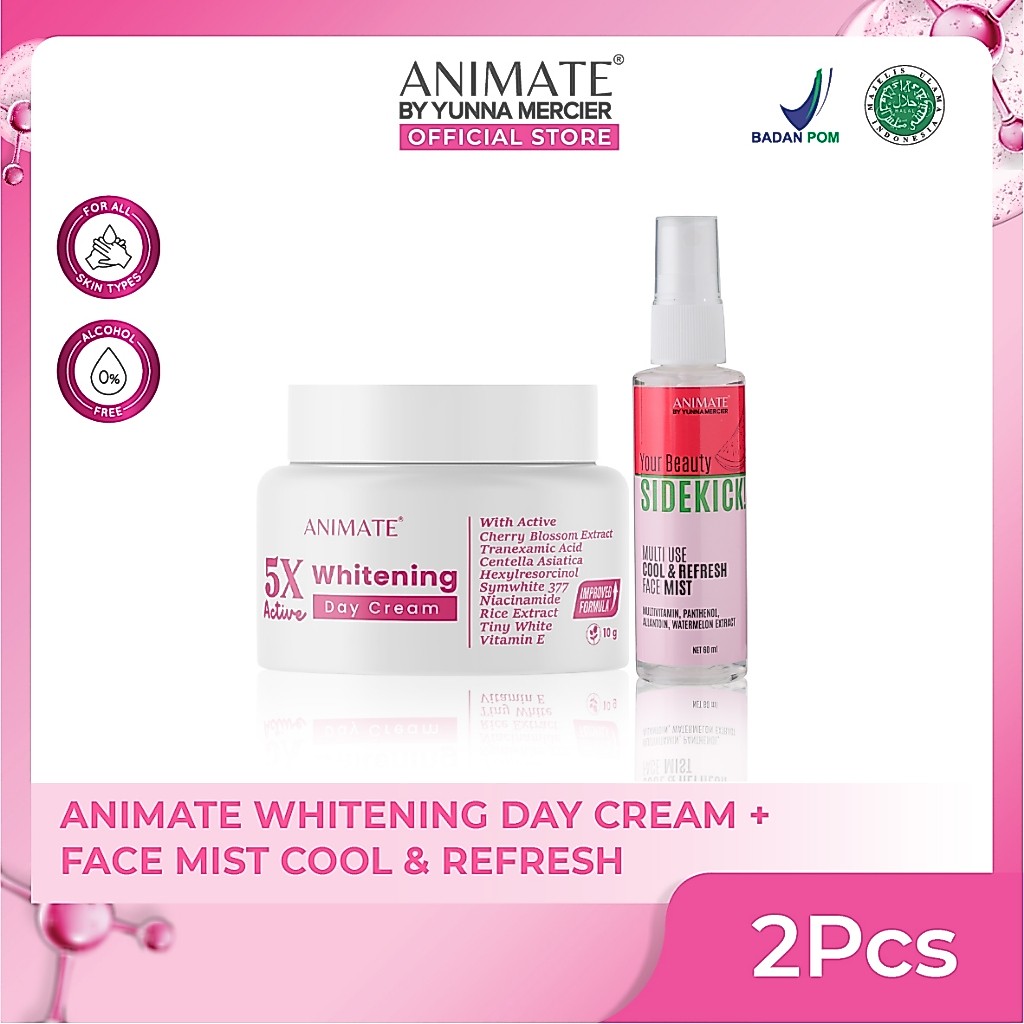 [Exclusive Live] Bundling Animate 5x Active Whitening Day Cream 10 gr + Face Mist Cool & Refresh