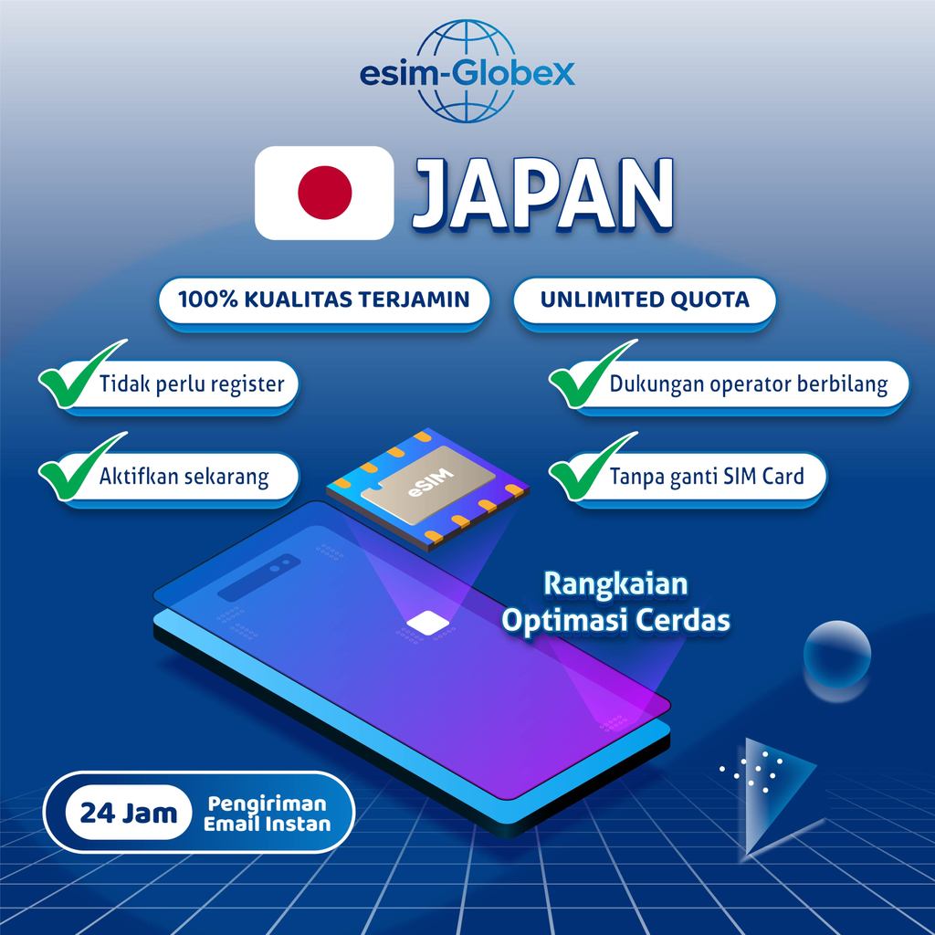 GlobeX eSIM Japan Unlimited Kuota Extra Data Internet | eSIM Jepang Kuota Besar Langsung Aktif | eSI
