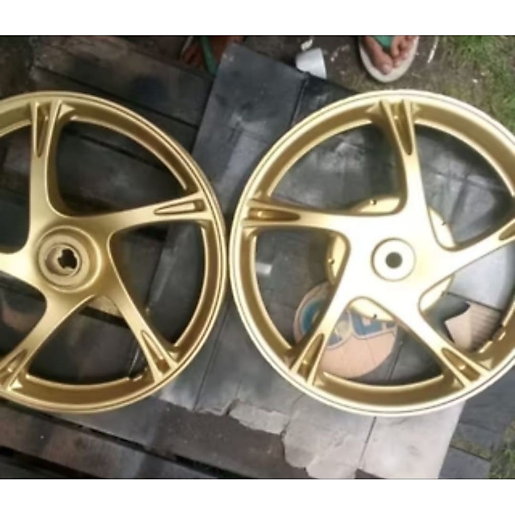 VELG/PELEK 1SET DEPAN BELAKANG MOTOR YAMAHA MIO SPORTY/MIO SMILE/MIO SOUL KARBU WARNA GOLD ORIGINAL 