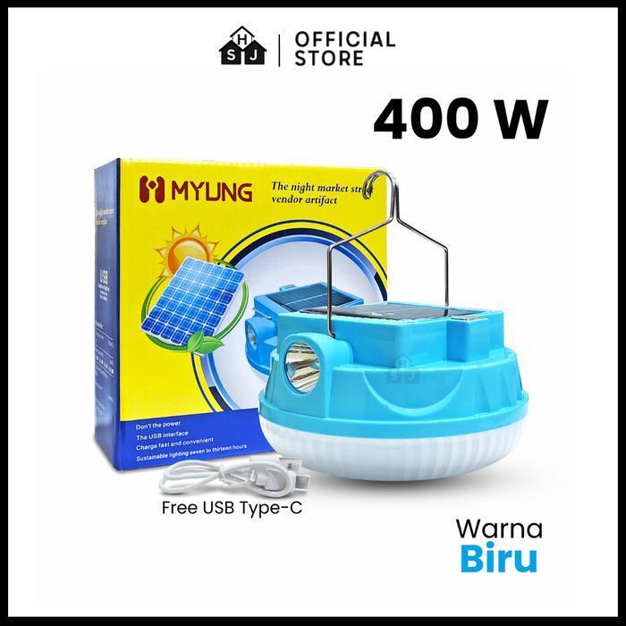 Lampu LED Emergency UFO + Senter Solar Panel 300w 400w 500w Lampu Darurat Terang Led Lampu Emergency