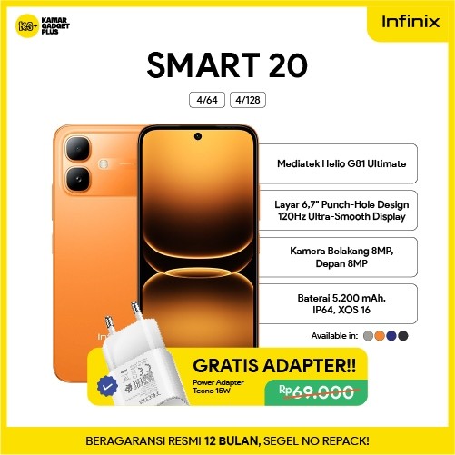 Infinix Smart 20 4/128GB | 4/64GB Helio G81 120Hz NFC 5200mAh Garansi Resmi