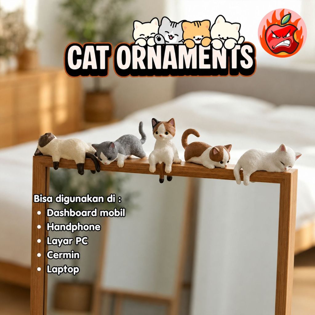 Ornamen Miniatur Multi Kucing | Hippers Hp | Dashboard | Dekorasi Hiasan PC Meja Belajar | Phone Hip