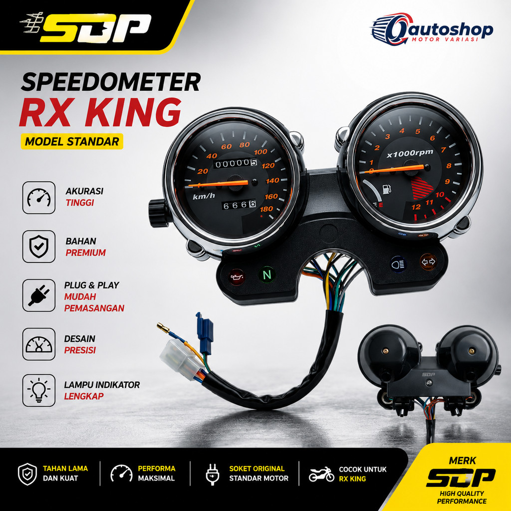 Speedometer RX KING Standar OEM Look Skala Jelas Cocok Restorasi Motor Klasik