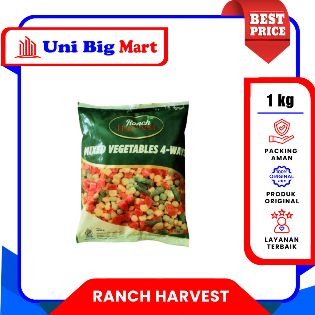 AVIKO RANCH HARVEST VEGETABLE MIX 4 WAY 1 KG SAYURAN BEKU JAGUNG WORTEL KACANG