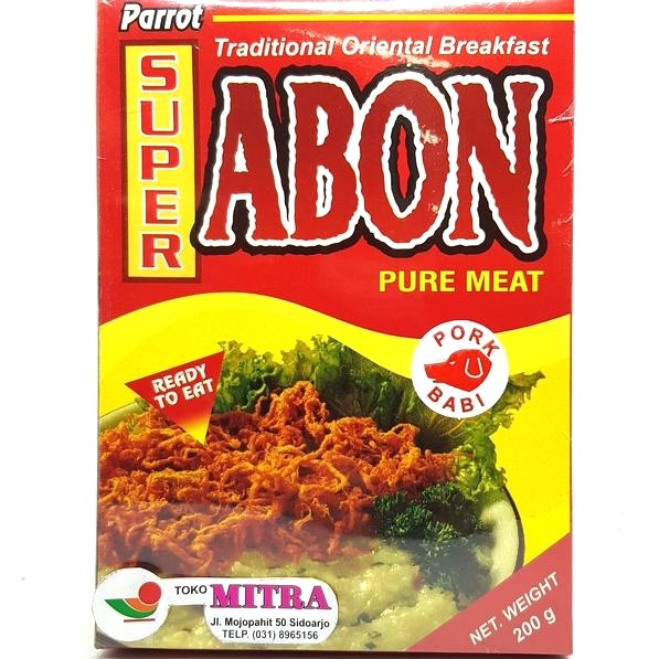 PARROT ABON SUPER PORK 200gr | BABI B2 FLOSS PIG NONHALAL     Berkualitas