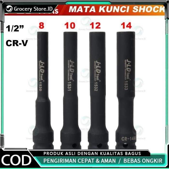 "New" JLD 1/2" Mata Kunci Shock Extra Panjang 130mm Impact Kunci Socket Impact sok Impact wrench
