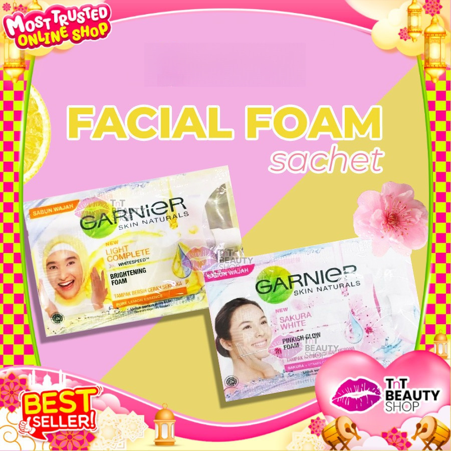 Garnier Light Complete Brightening Foam | Garnier Sakura White Pinkish Glow Foam 9ml - SACHET