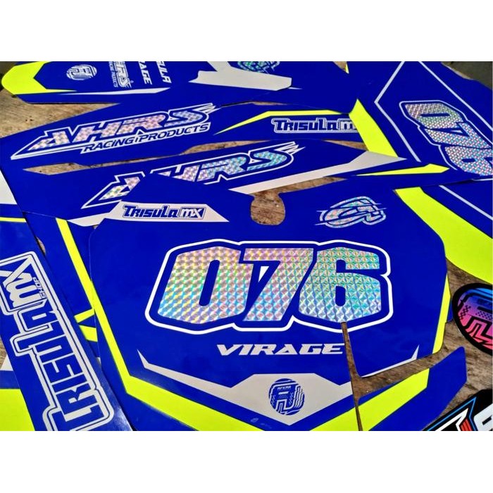 Promo DECAL KLX GORDON BIRU KOMBINASI HOLOGRAM+STABILO (FLUO) DESIGN CUSTOM