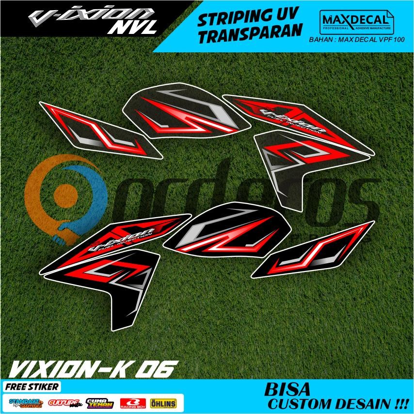 Striping Transparan Vixion NVL Terbaru – Sticker Transparan Bahan Premium Max Decal UV, Anti Pudar N