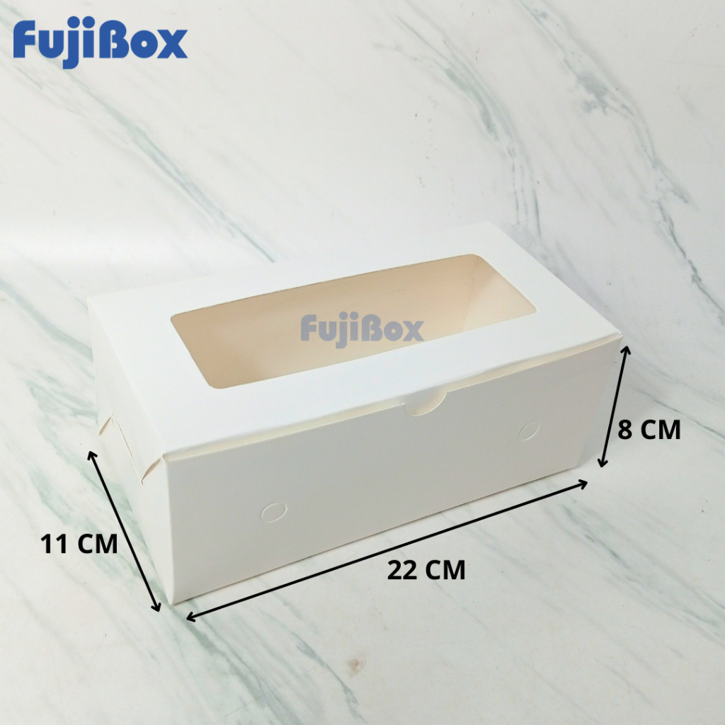 

(10 Pcs) Fuji Box Dus Kotak Kue Ivory 11 cm x 22 cm x 8 cm Putih Polos Ivory Premium Jendela