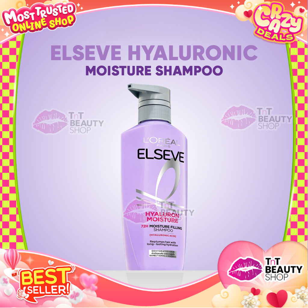 L’Oréal Paris Elseve Hyaluronic Moisture Shampoo 400ml 72Jam Loreal Hyaluronic Acid  TnT Beauty Shop