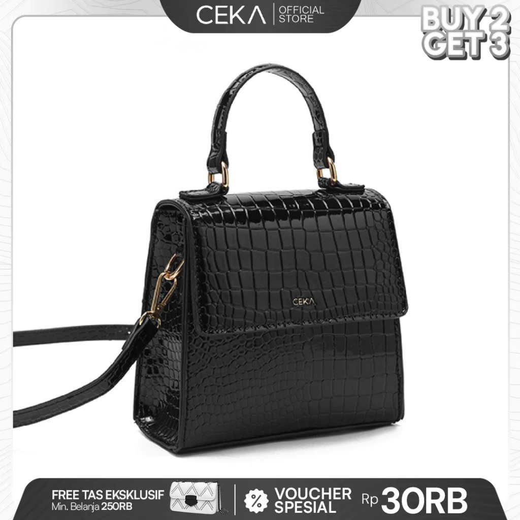 CF45RD CEKA Tas Selempang Tas Wanita Sling Bag Wanita Handbag Pesta Kondangan elegan Hitam - Rossa B
