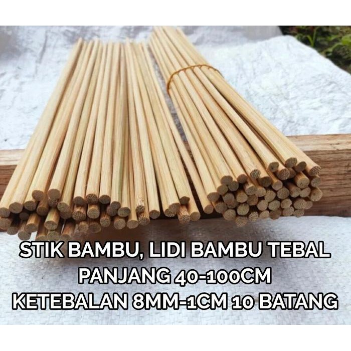 Stik Bambu | Lidi Bambu 8mm 4mm 10pcs Panjang 40-100cm - 8mm, 80cm