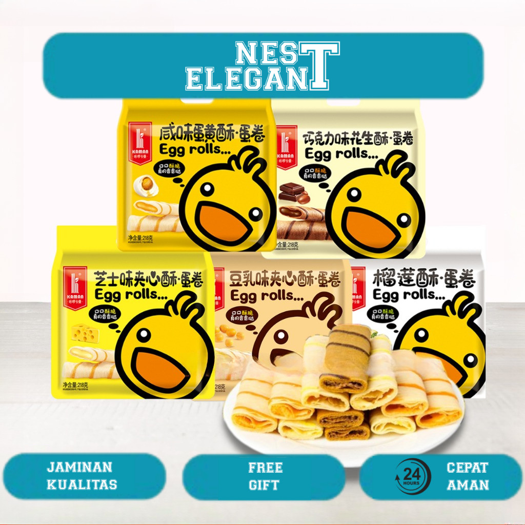 

Kaman Crispy Egg Roll Rasa Salted Egg, Cheese & Durian / Cemilan Makanan Ringan Semprong 218gr