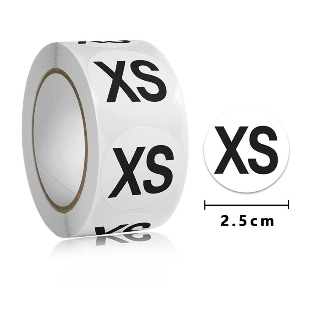 

2.5 CM LABEL UKURAN BAJU BULAT PUTIH STICKER SIZE BAJU WHITE ROLL ± 500 PCS STIKER