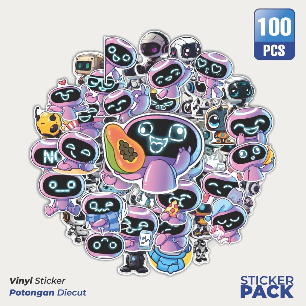 

Super Hemat! 100 PCS Stiker Robbie The Robot Waterproof Aesthetic- Untuk Laptop, Motor, dan Helm - Paper Stationery Pack