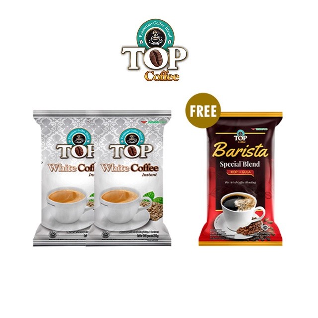 

[Buy 2 Get 1] TOP Kopi White Pack 10X21GR x 2 - Free Top Coffee Barista 25 gr x 6 pcs (ISI 6+3)