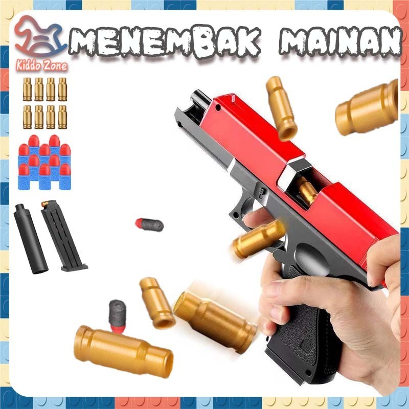 Senjata Mainan Pistol Glock Mainan Anak Tembak Tembakan Kokang Soft Bullet Gun Toy Pertempuran Luar